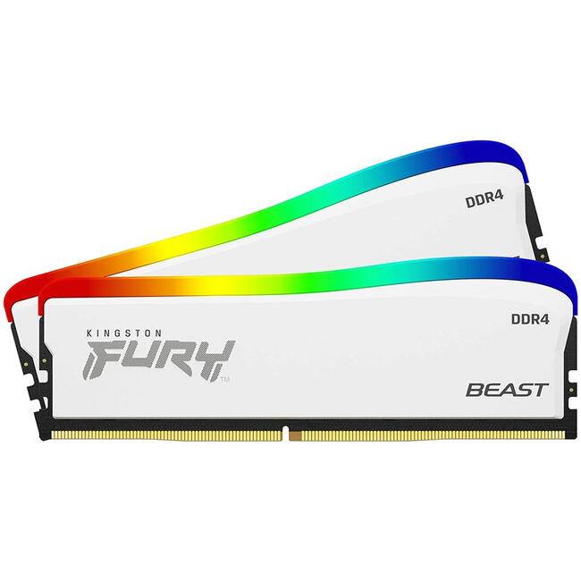 Памет Kingston FURY Beast White RGB SE, 32GB, 2x16GB, 3600MHz, DDR4