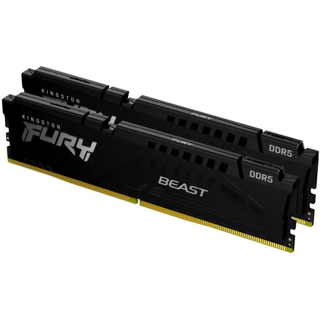 Kingston оперативна памет за гейминг настолен компютър FURY Beast Black - 64GB DDR5, 5600MT/s