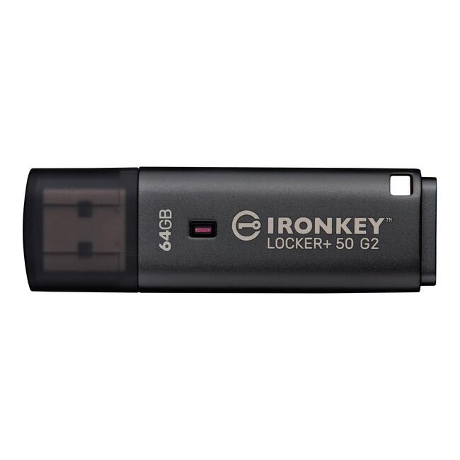 Kingston USB памет IronKey Locker 50 G2, 64GB, хардуерно XTS-AES 256-битово криптиране на данни