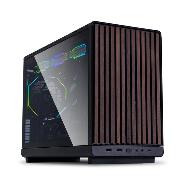 Lian Li кутия за компютър DAN Cases A3 Wood - mATX за дънни платки, черна, дървен панел отпред