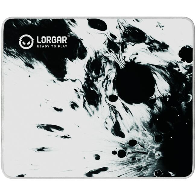 LORGAR гейминг подложка за мишка Full Print черно-бял, гумена основа, двойно зашити ръбове