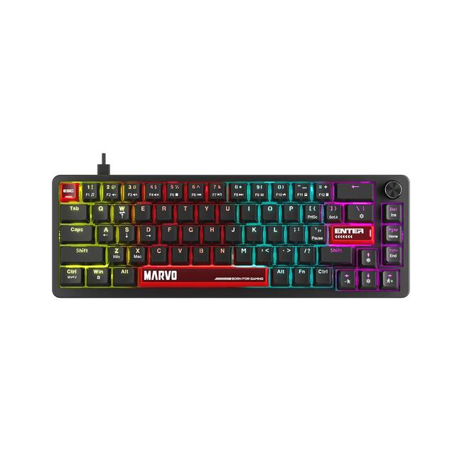 Marvo геймърска механична клавиатура Gaming Mechanical Keyboard Arma 67 KG935 - 1K, TNT Peach Switches [Linear], (English US)