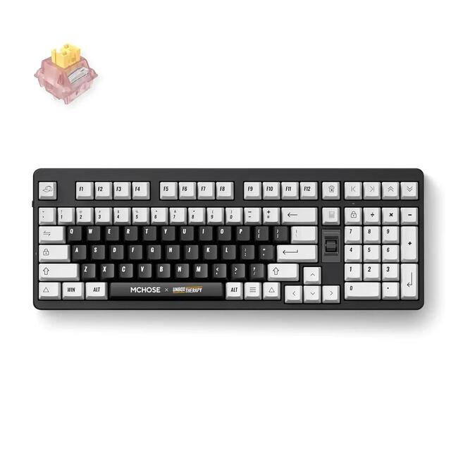 MCHOSE геймърска механична клавиатура UT98 Classic Therapy, безжична, Silent Peach V3 суичове