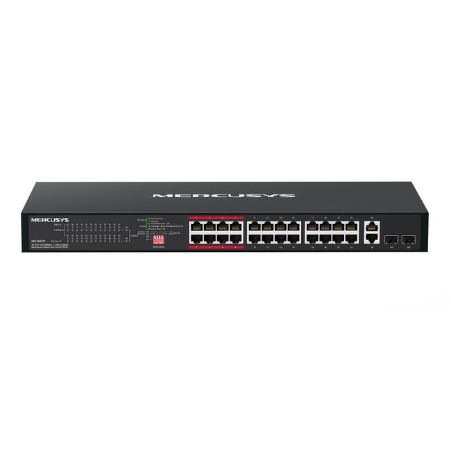 Mercusys мрежов суич MS126CP, гигабитов Ethernet 10/100/1000, захранване по Ethernet, 1U, черен