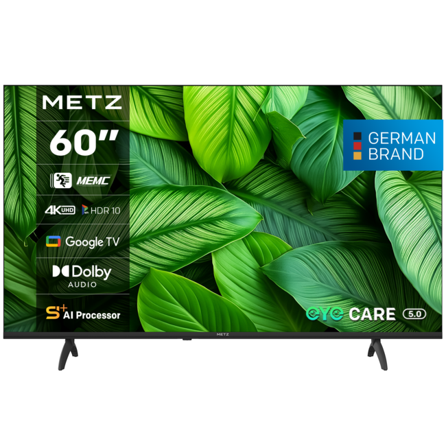 METZ Телевизор 60MUF7000Z - 60 инча, 4K UHD резолюция, LED екран с Google TV, енергиен клас E