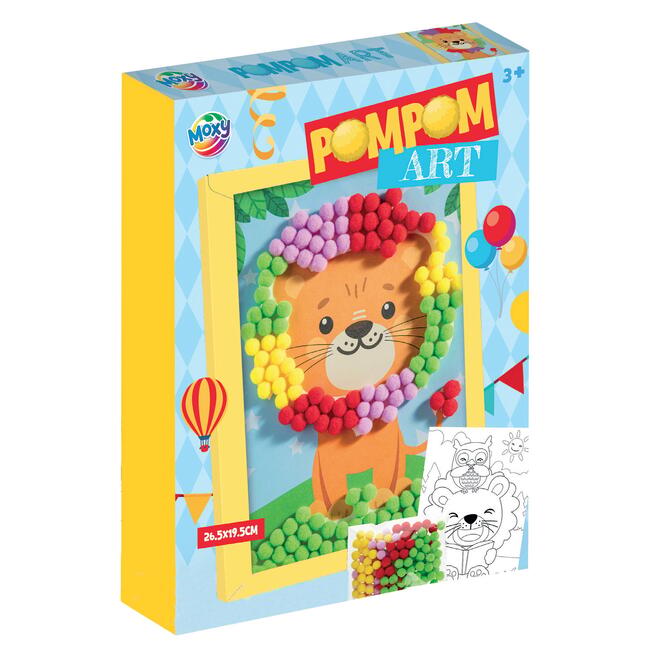 Moxy Творчески комплект с помпони Лъв, в рамка