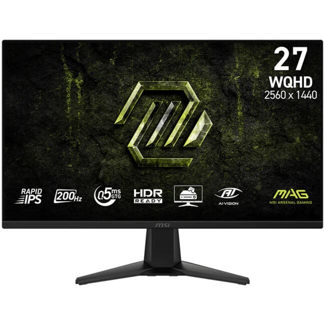 MSI LED монитор MAG 275QF E20, 27 инча WQHD, 200 Hz, Rapid IPS, 0.5 ms, съвместим с G-SYNC