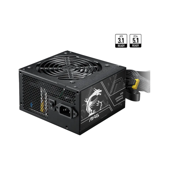MSI захранващ блок MAG A650BN PCIE5 II за настолен компютър - 650 W, 80 PLUS Bronze, PCIe 5.0
