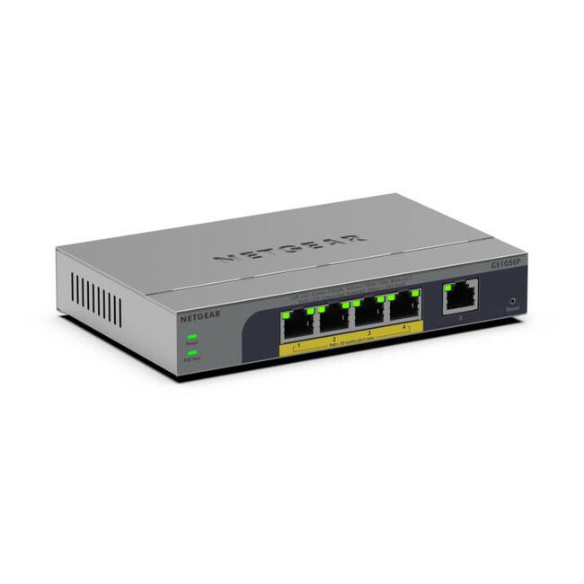 NETGEAR мрежов суич GS105EP - 5 порта 10/100/1000 Gigabit Ethernet, захранване по Ethernet (PoE)