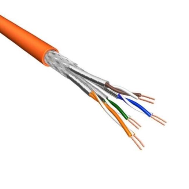 OEM Кабел с усукана двойка F/FTP Cat 6A 4x2x0.57 мм - чиста мед, оранжева LSZH обвивка, 305 м