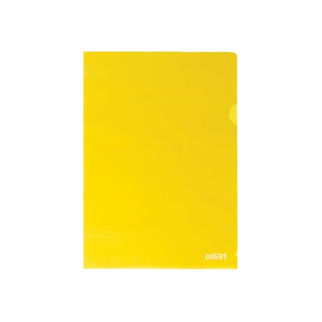 Office 1 Джоб за документи, L-образен, A4, 90 µm, жълт, 10 броя