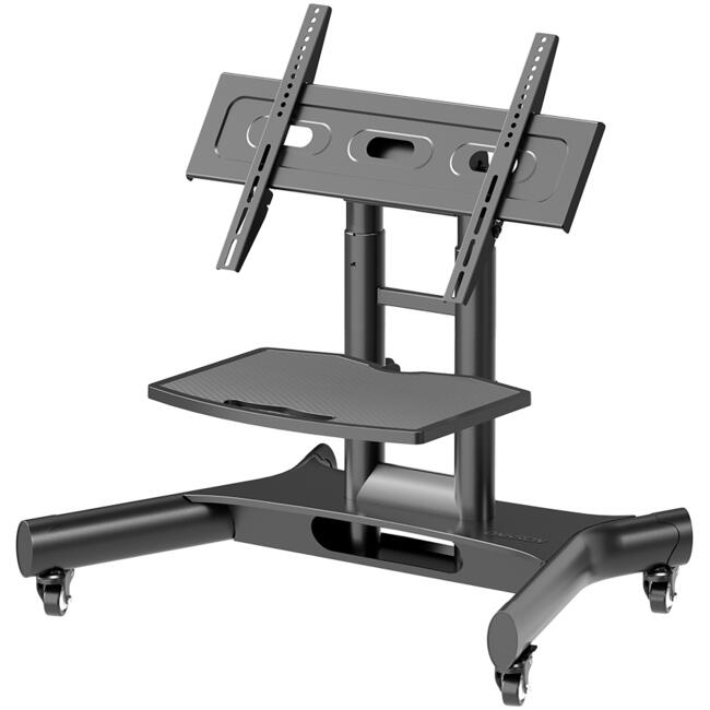 ONKRON Tilting Mobile TV Stand for 32\'\' – 70 Inch LCD LED OLED TV Screens & Touch Panels Rolling TV Cart on Wheels with Shelf, Black