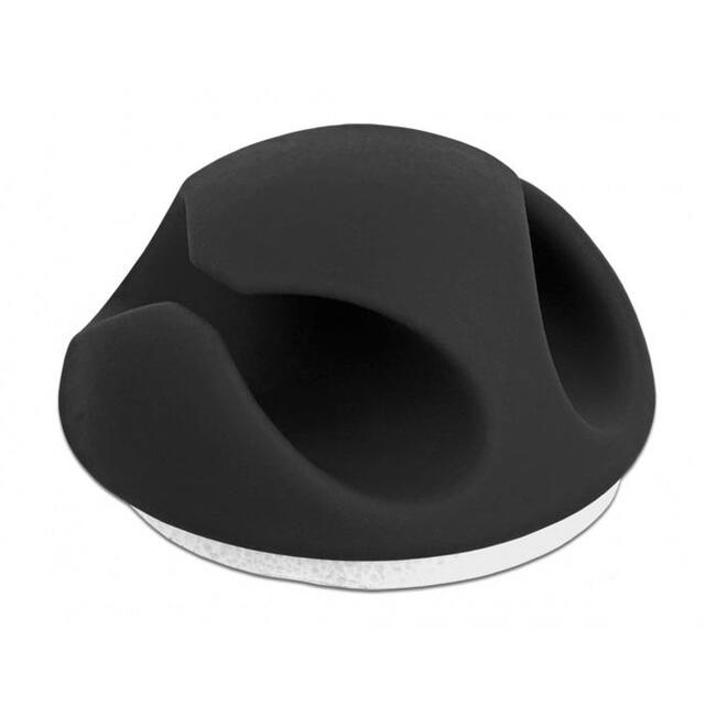 Органайзер за кабели Delock, Самозалепващ, 10 бр. в опаковка, Черен