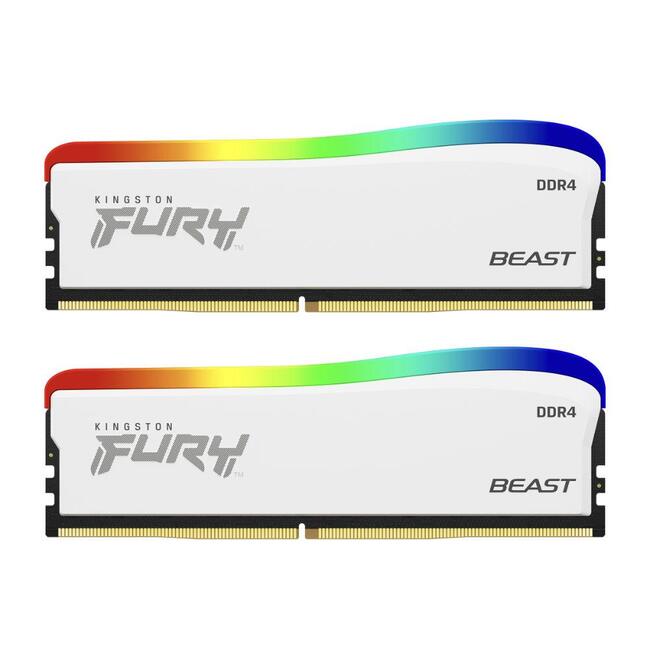 Памет Kingston FURY Beast White RGB 16GB(2x8GB) DDR4 PC4-25600 3200MHz CL16 KF432C16BWAK2/16