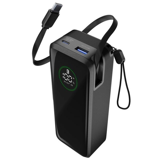 ROLLER външна батерия ROLLER 20000 mAh, 65 W бързо зареждане, вграден ролетен кабел, LED дисплей