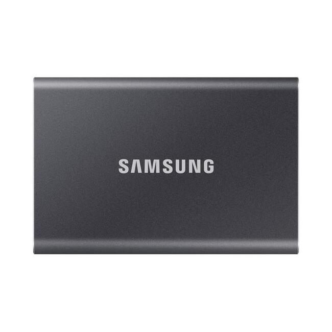 Samsung външен SSD диск T7, 4 ТБ, USB 3.2, до 1050 МБ/сек, титаниево сив, компактен
