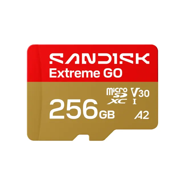 SanDisk карта памет Extreme GO microSD UHS-I – 256GB, скоростен клас V30, клас A2 за приложения