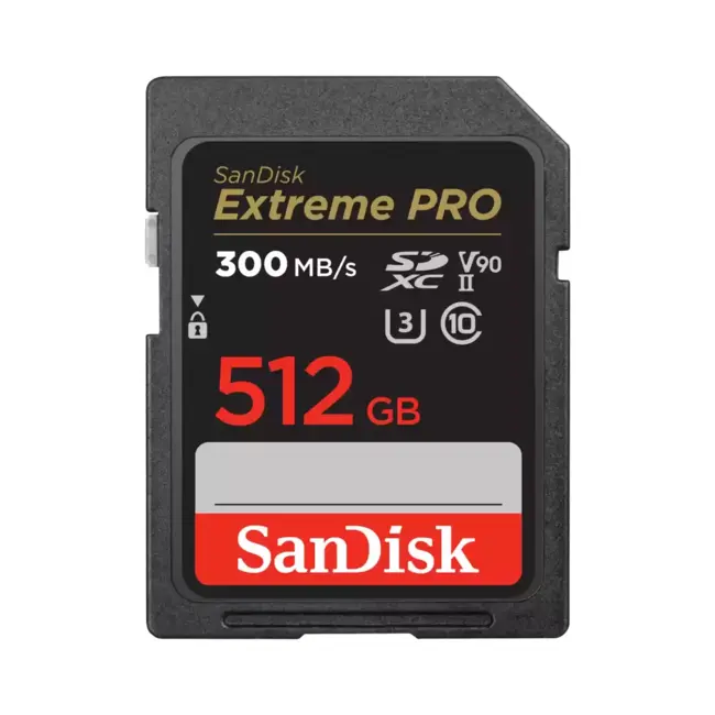 SanDisk карта памет Extreme Pro SDXC – 512GB, скорост до 300MB/s, клас V90, интерфейс UHS-II