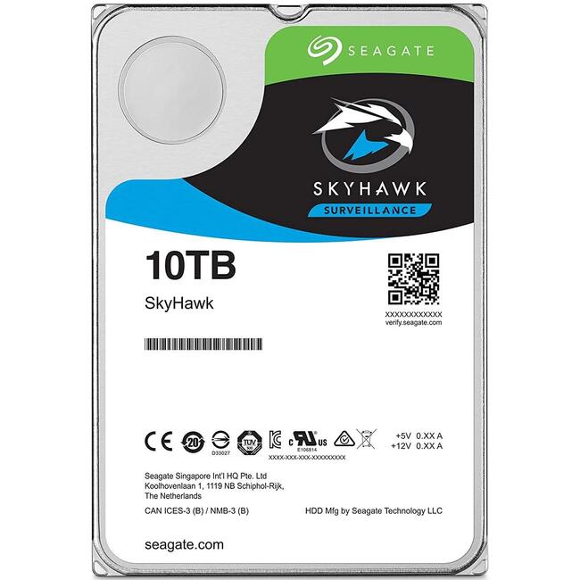 Seagate вътрешен хард диск SkyHawk AI ST10000VE001, 10 TB, 256 MB кеш, за видеонаблюдение