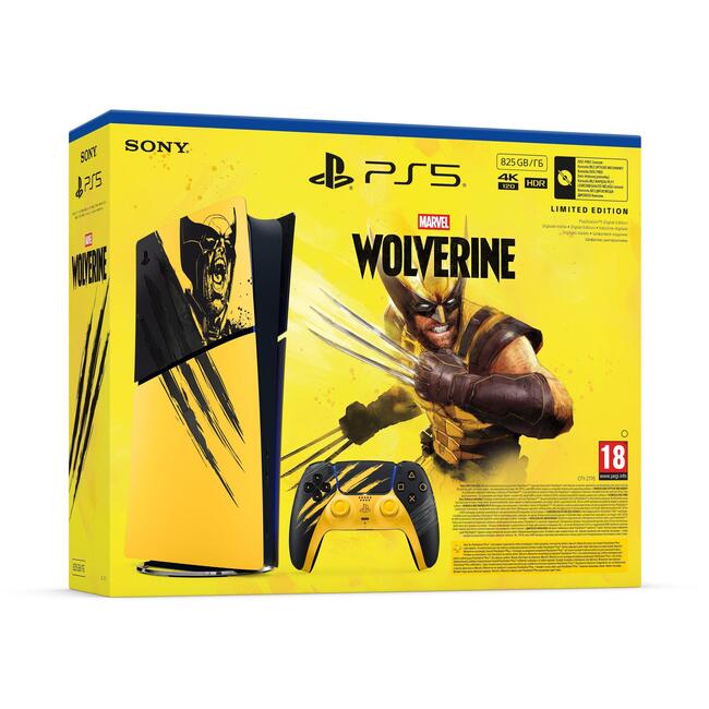 Sony Гейминг конзола PlayStation 5 Slim Digital Edition, Marvel’s Wolverine Battle Yellow Bundle