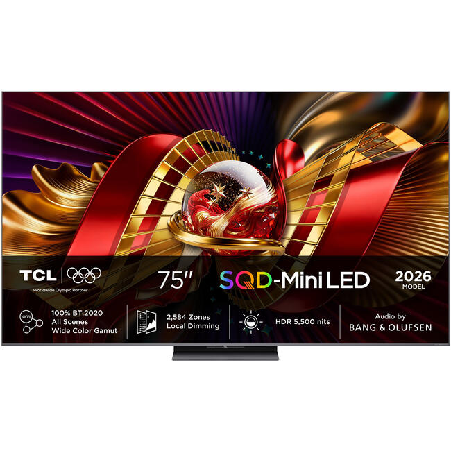 TCL телевизор C8L 75C8L, 190,5 сантиметра (75 инча), 4K Ultra HD, смарт функции с Wi-Fi, черен цвят