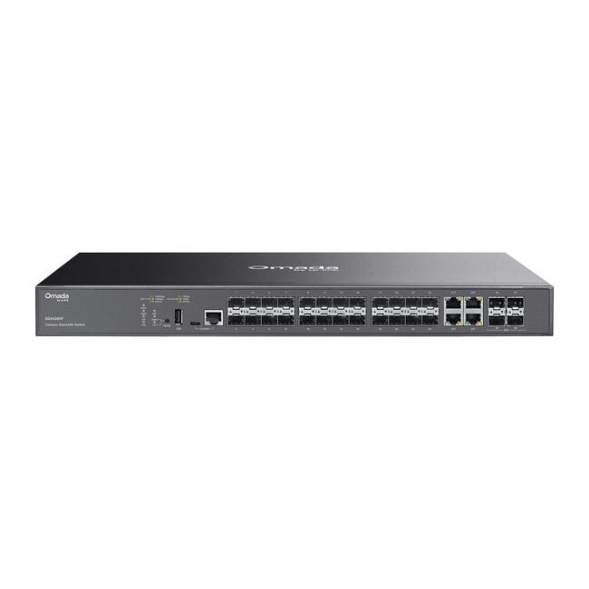TP-Link мрежов суич SG5428XF, управляем слой 3, 24 SFP порта и 4 SFP+ слота за корпоративни мрежи