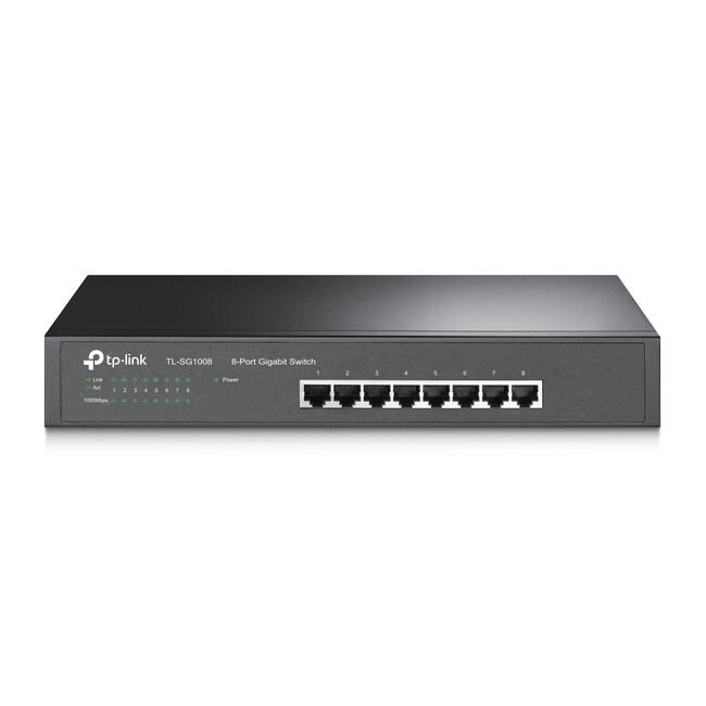TP-Link мрежов суич TL-SG1008, неуправляем с 8 порта, гигабитов Ethernet 10/100/1000 Мбит/с