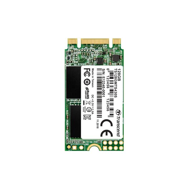Твърд диск Transcend 128GB TS128GMTS430S, M.2 2242 SSD, SATA3 B+M Key, TLC