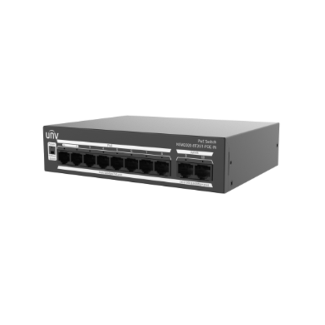 UNV PoE комutатор NSW2020-8T2GT-POE-IN - 8 PoE порта, 2 гигабитови порта, за видеонаблюдение