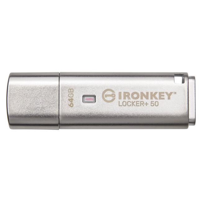 USB памет KINGSTON IronKey Locker+ 50 - 64GB XTS-AES 256-bit