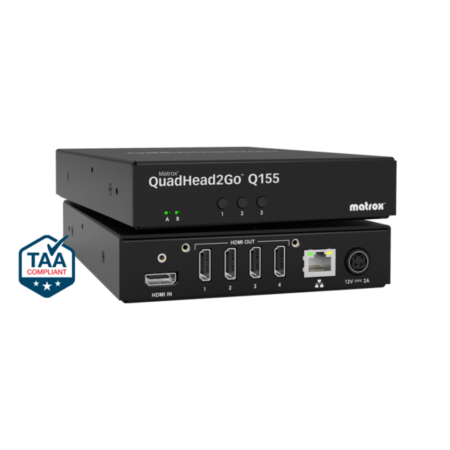 Външен мулти-дисплей адаптер Matrox QuadHead2GO Q155 Multi-Monitor Q2G-H4K2 за едновременна работа на 4 мониторa с HDMI вход