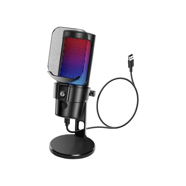 VCom геймърски микрофон VCOM-M902 Black - USB свързване, RGB подсветка, за стрийминг и игри