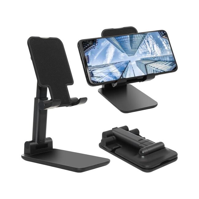 VCom стойка за телефон или таблет DESK-STAND-01, настолна, с регулируем ъгъл и компактен дизайн