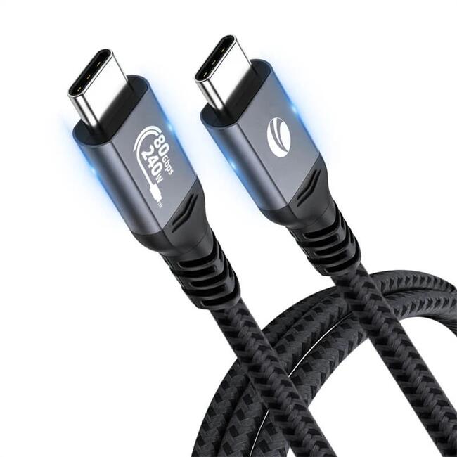 VCom Thunderbolt 5 / USB4 USB-C кабел CU584M-0.3m - скорост до 80Gbps, захранване PD 240W, черен